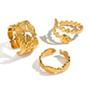 Minimalist Stainless Steel Fishbone Open Ring With Goldplated Finish Vacuum Electroplated Unisex Jewelry