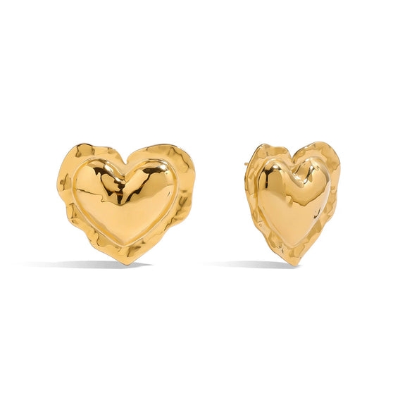 Minimalist Stainless Steel Heart Earrings With Unique Design And Electroplating Niche Stud Earrings Light Luxury Smooth Ruffled Geometric Earrings For Women