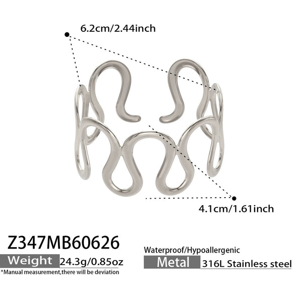 Minimalist Stainless Steel 18K Gold Plated Geometric Open Bracelet For Women Fashion Jewelry