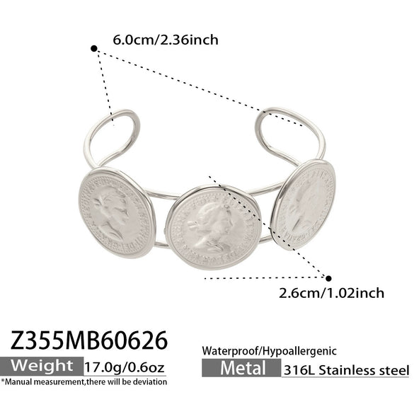 Minimalist Stainless Steel 18K Gold Plated Geometric Open Bracelet For Women Fashion Jewelry