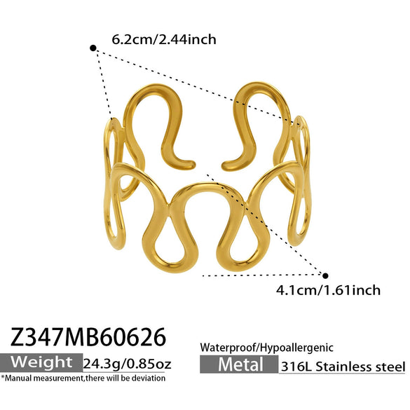 Minimalist Stainless Steel 18K Gold Plated Geometric Open Bracelet For Women Fashion Jewelry