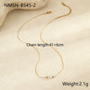 Minimalist Stainless Steel Necklace With Faux Pearl Pendant Geometric Design Electroplated For Women