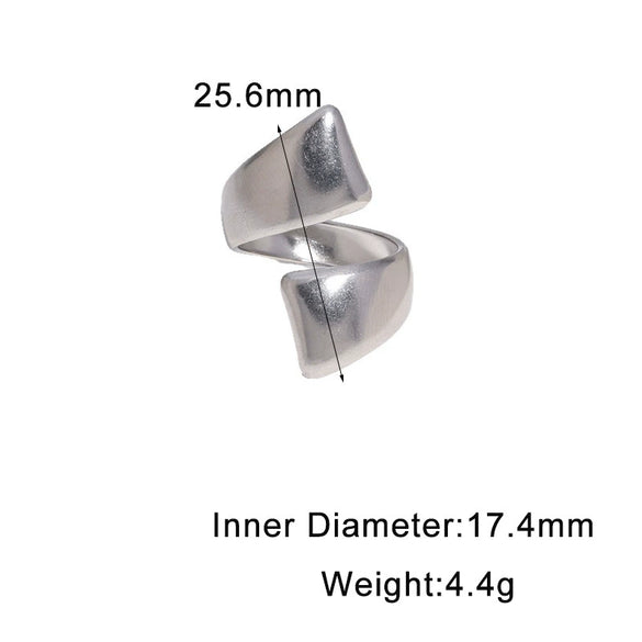 Minimalist Stainless Steel Open Ring For Women With Smooth Geometric Three Thick Line Design And Electroplated Finish