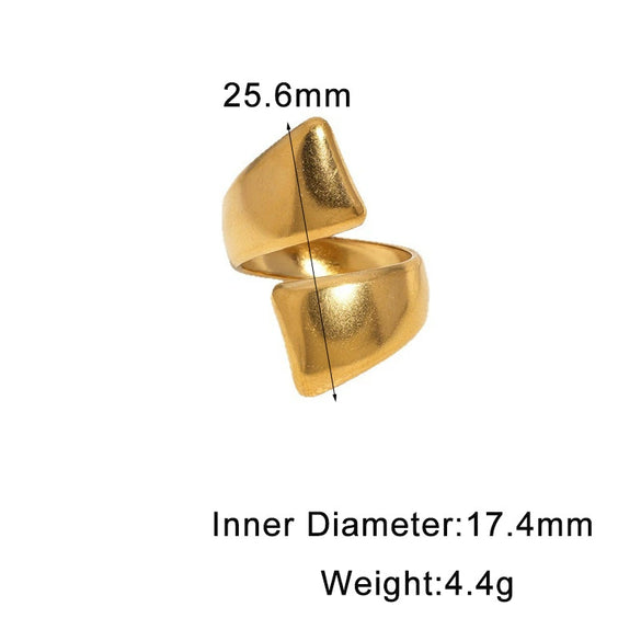 Minimalist Stainless Steel Open Ring For Women With Smooth Geometric Three Thick Line Design And Electroplated Finish