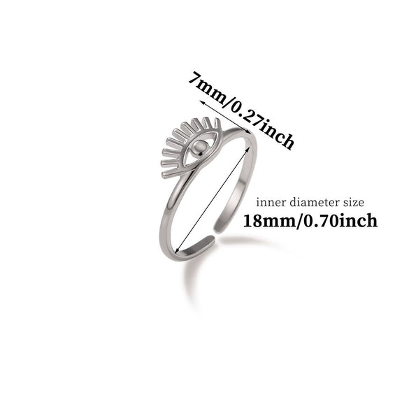 Minimalist Stainless Steel Open Ring With Sun Heart Floral And Animal Cutout Design White Gold Plated Adjustable Unisex Fashion Jewelry