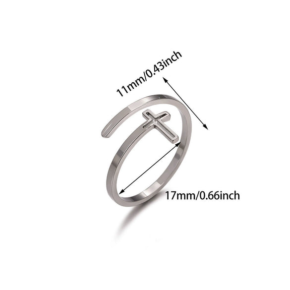 Minimalist Stainless Steel Open Ring With Sun Heart Floral And Animal Cutout Design White Gold Plated Adjustable Unisex Fashion Jewelry