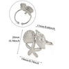 Minimalist Stainless Steel Open Ring With Sun Heart Floral And Animal Cutout Design White Gold Plated Adjustable Unisex Fashion Jewelry