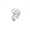 Minimalist Stainless Steel Open Ring With Sun Heart Floral And Animal Cutout Design White Gold Plated Adjustable Unisex Fashion Jewelry