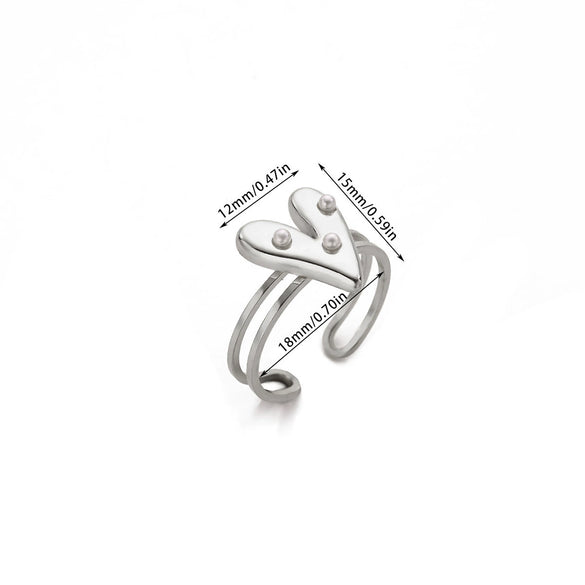 Minimalist Stainless Steel Open Ring With Sun Heart Floral And Animal Cutout Design White Gold Plated Adjustable Unisex Fashion Jewelry
