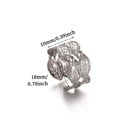 Minimalist Stainless Steel Open Ring With Sun Heart Floral And Animal Cutout Design White Gold Plated Adjustable Unisex Fashion Jewelry