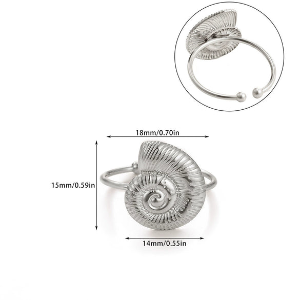 Minimalist Stainless Steel Open Ring With Sun Heart Floral And Animal Cutout Design White Gold Plated Adjustable Unisex Fashion Jewelry