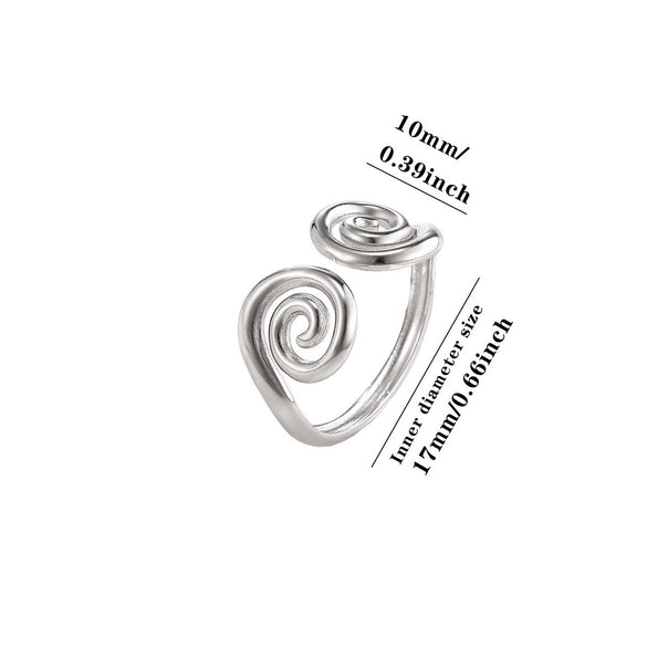 Minimalist Stainless Steel Open Ring With Sun Heart Floral And Animal Cutout Design White Gold Plated Adjustable Unisex Fashion Jewelry