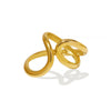 Minimalist Stainless Steel Ring With 18K Gold Double Water Drop Line Asymmetric Geometric Design Electroplated
