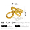 Minimalist Stainless Steel Ring With 18K Gold Double Water Drop Line Asymmetric Geometric Design Electroplated