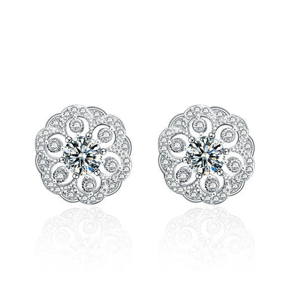 Minimalist 925 Sterling Silver Flower Earrings For Women
