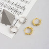 Minimalist Sterling Silver Geometric Earrings With Hammered Texture Distinctive Cool Style All Match Silver Earrings