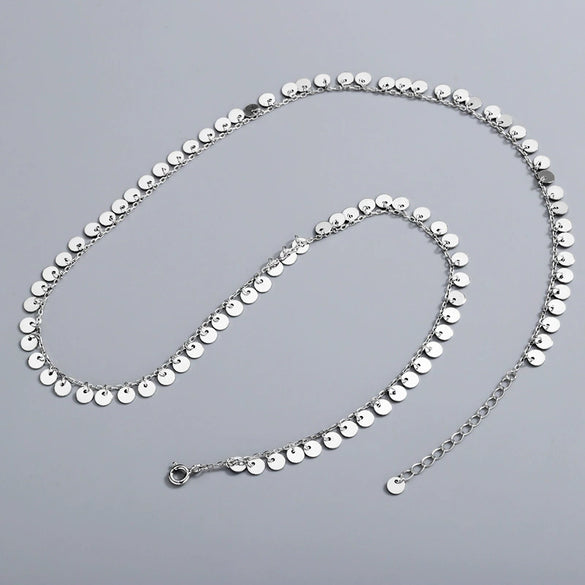 Minimalist 925 Sterling Silver Geometric Round Tassel Necklace With Electroplated Cross Chain Collarbone Jewelry For Women