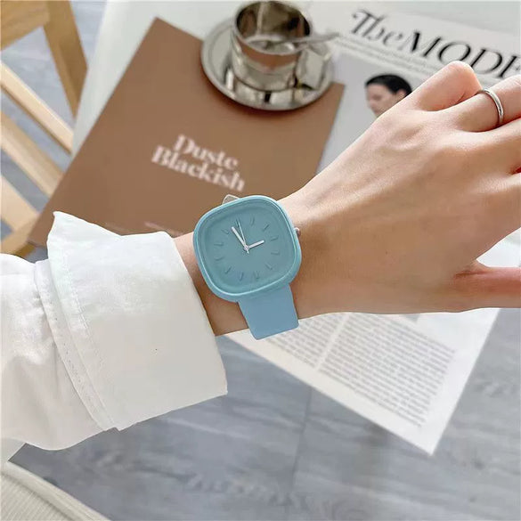 Minimalist Style Plastic Square Girl's Watch With Stainless Steel Pin Buckle And Plastic Mirror