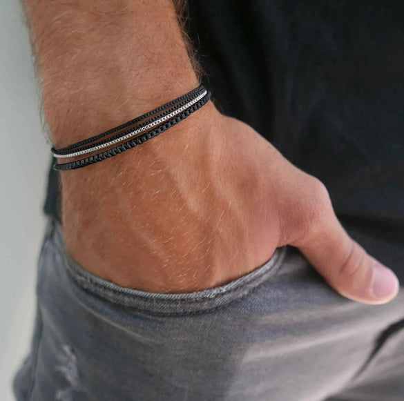 Minimalist Style Stainless Steel Geometric Box Chain Bracelet Set Jewelry With Electroplating