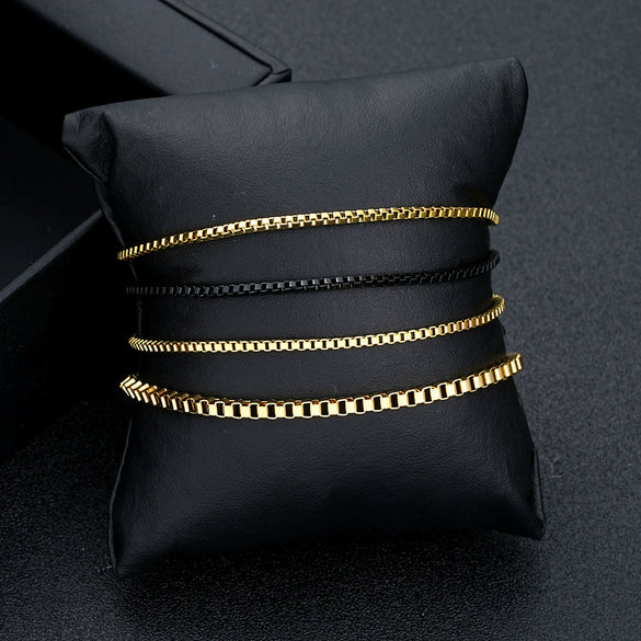 Minimalist Style Stainless Steel Geometric Box Chain Bracelet Set Jewelry With Electroplating