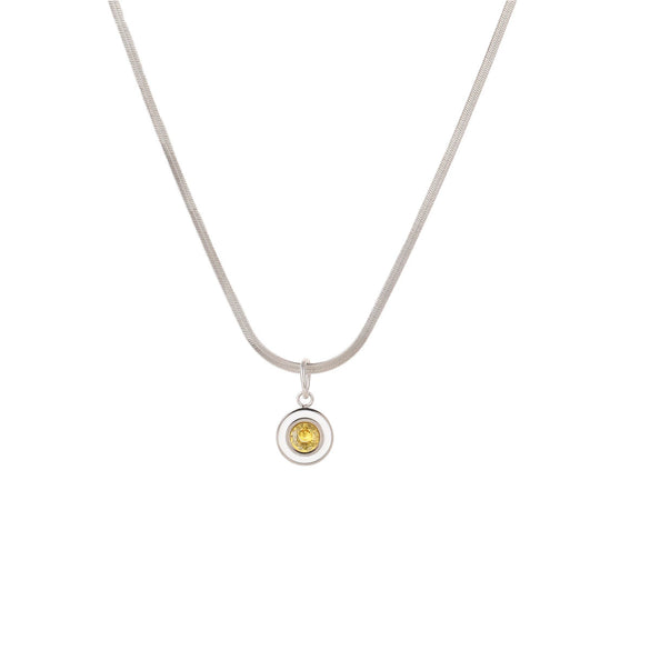 Minimalist Style Stainless Steel Necklace Inlaid With Colorful Zircon Geometric Electroplated Women's Clavicle Chain