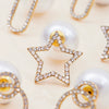Minimalist Style Stainless Steel Pearl Earrings With Diamonds And Hollow Oval Geometric Design Electroplated Jewelry For Women