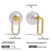 Minimalist Style Stainless Steel Pearl Earrings With Diamonds And Hollow Oval Geometric Design Electroplated Jewelry For Women