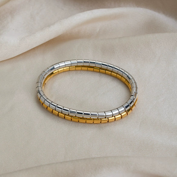 Minimalist Style Women's Bamboo Bracelet Stainless Steel 18K Gold Vacuumplated