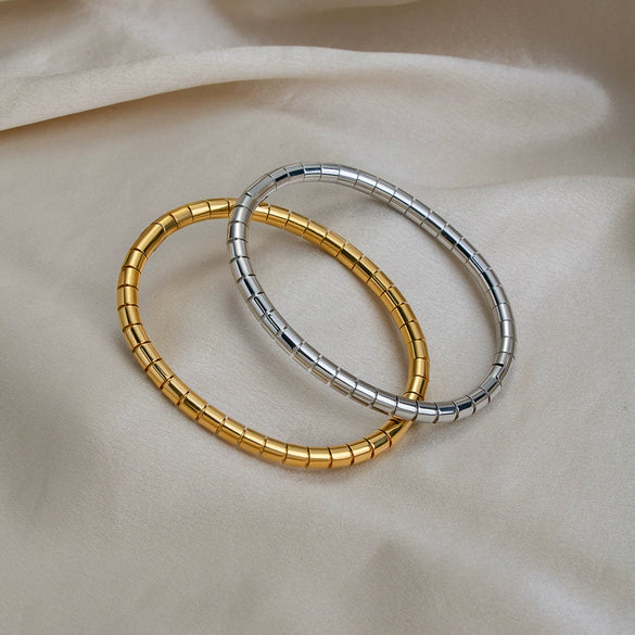 Minimalist Style Women's Bamboo Bracelet Stainless Steel 18K Gold Vacuumplated