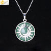 Minimalist Sun And Moon Round Pendant Necklace With Natural Stone Copper Ball Chain Electroplated Symbol Jewelry