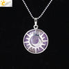 Minimalist Sun And Moon Round Pendant Necklace With Natural Stone Copper Ball Chain Electroplated Symbol Jewelry