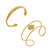 Minimalist Sunshaped Threelayer Interwoven Open Bracelet For Women Stainless Steel Zircon Inlaid 18K Gold Plated Jewelry