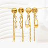 Minimalist Symmetrical Tassel Zircon Heart Shaped Stud Earrings In Stainless Steel With Vacuum Electroplating For Women