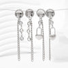 Minimalist Symmetrical Tassel Zircon Heart Shaped Stud Earrings In Stainless Steel With Vacuum Electroplating For Women