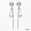 Minimalist Symmetrical Tassel Zircon Heart Shaped Stud Earrings In Stainless Steel With Vacuum Electroplating For Women