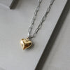 Minimalist Titanium Steel Heart Pendant Necklace With Contrasting Colors And Gold Plated Finish Mid Length Chain