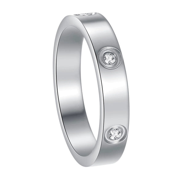 Minimalist Titanium Steel U Shape Diamond Ring