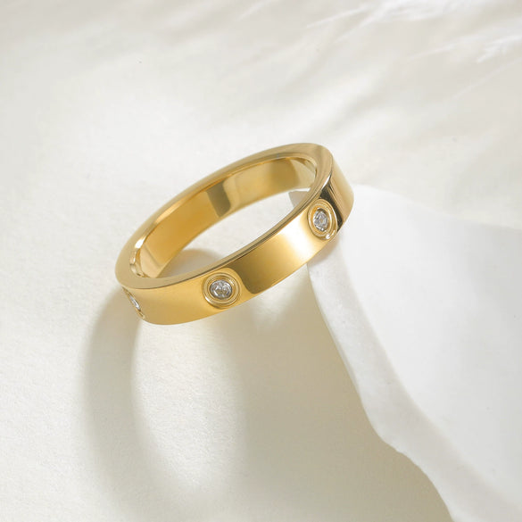 Minimalist Titanium Steel U Shape Diamond Ring