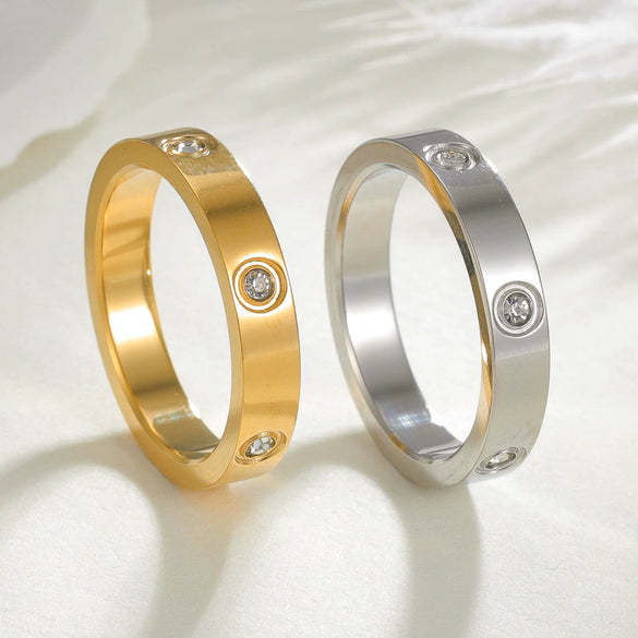 Minimalist Titanium Steel U Shape Diamond Ring