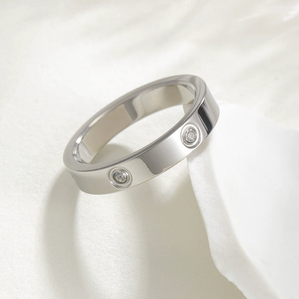 Minimalist Titanium Steel U Shape Diamond Ring