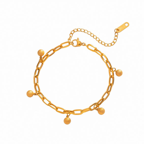 Minimalist Titanium Steel U Shaped Bead Pendant Bracelet For Women With Real Gold Plating And Cuban Chain