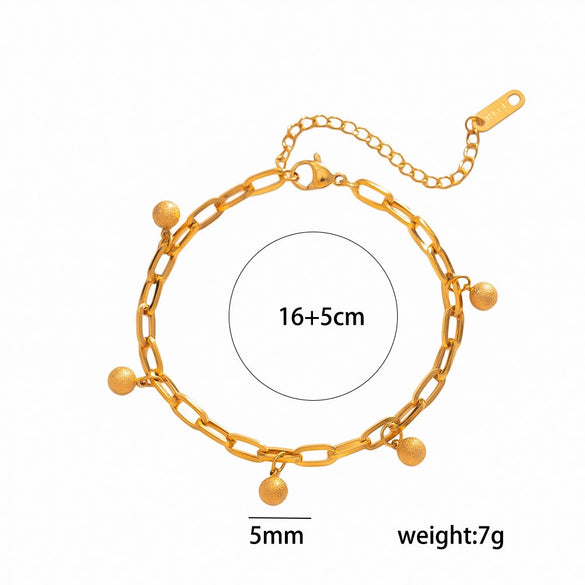 Minimalist Titanium Steel U Shaped Bead Pendant Bracelet For Women With Real Gold Plating And Cuban Chain