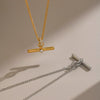 Minimalist Tshaped Stainless Steel Pendant Necklace With 18K Gold Pvd Plating Flash Ochain And Lobster Clasp