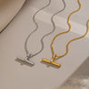 Minimalist Tshaped Stainless Steel Pendant Necklace With 18K Gold Pvd Plating Flash Ochain And Lobster Clasp
