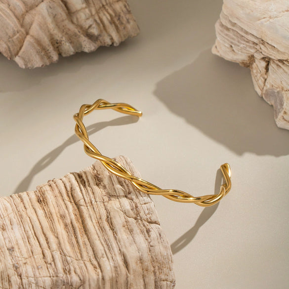 Minimalist Twist Knot Stainless Steel Bracelet With Electroplating Design