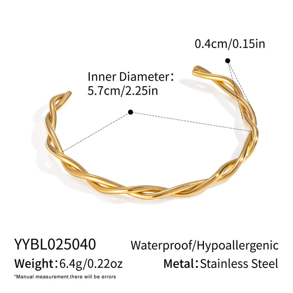 Minimalist Twist Knot Stainless Steel Bracelet With Electroplating Design
