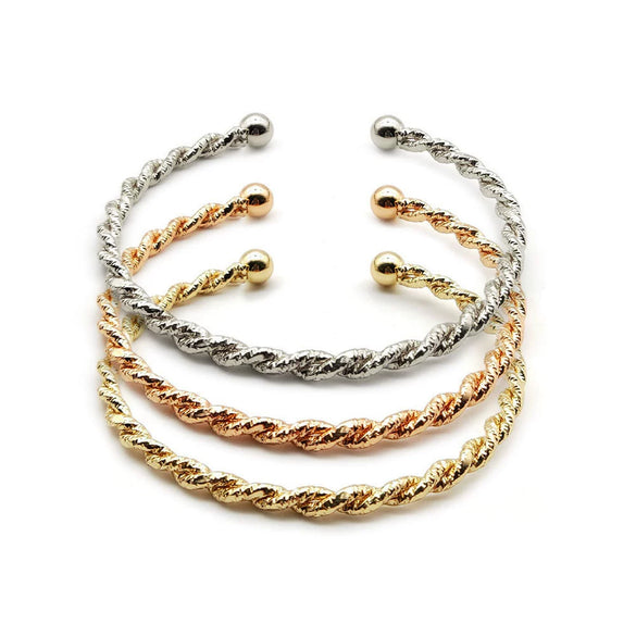 Minimalist Twisted Metal Open Bracelet With Electroplated Finish Fashion Cuff Bangle