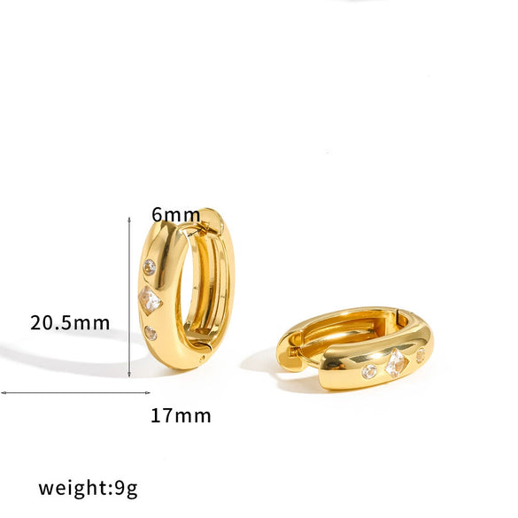 Minimalist U Shaped Stainless Steel Earrings With Zircon Inlay And Vacuum Gold Plated Geometric Design For Women