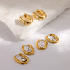 Minimalist U Shaped Stainless Steel Earrings With Zircon Inlay And Vacuum Gold Plated Geometric Design For Women