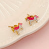 Minimalist Unicorn Stainless Steel Earrings With Bow Tie Pattern And Electroplating Treatment